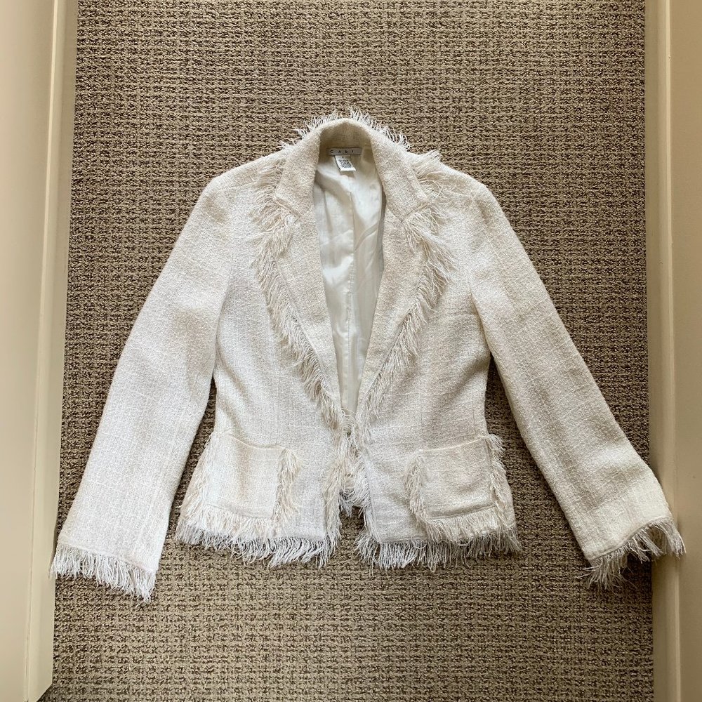 Cream Cabi Jacket Blazer with fringe - 8